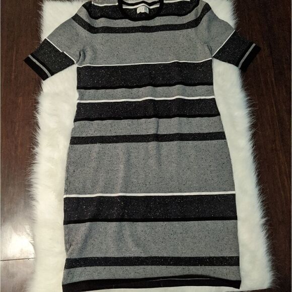 Lou & Grey sweater dress black gray size medium - Picture 1 of 5